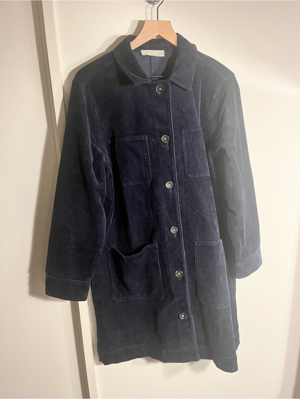 Everlane navy corduroy long chore coat - large